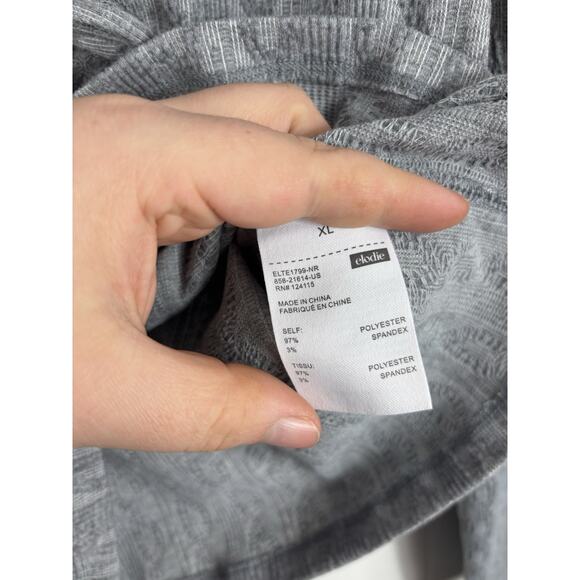 NWT ELODIE XL Collared Long Sleeve Cinched Tie Crop Top Women Gray Peasant - Picture 3 of 6